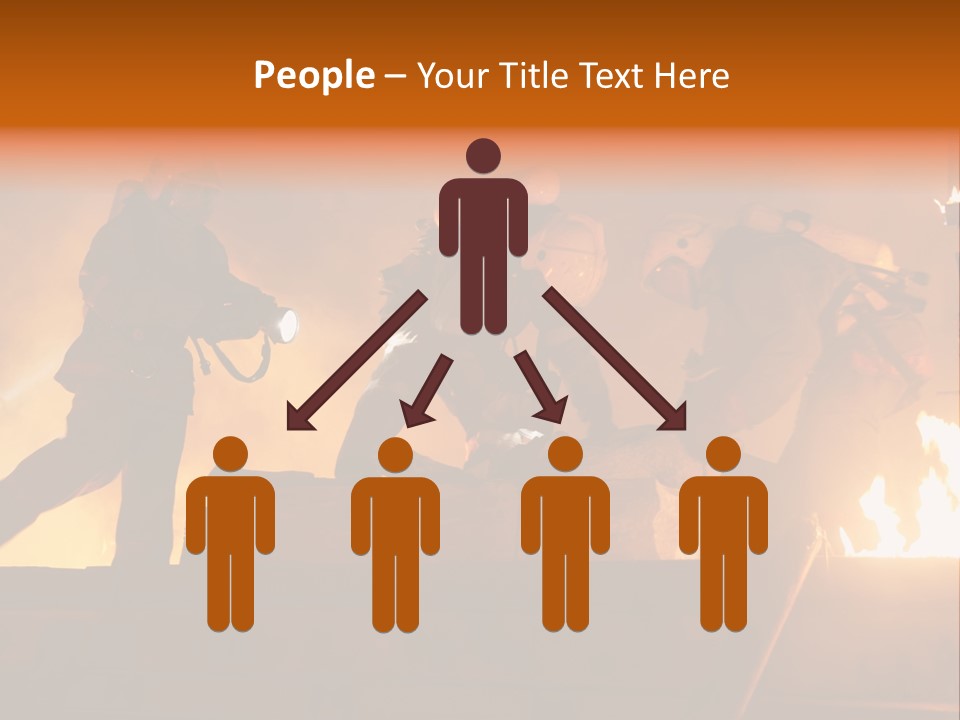 A Group Of Fire Fighters Putting Out A Fire PowerPoint Template