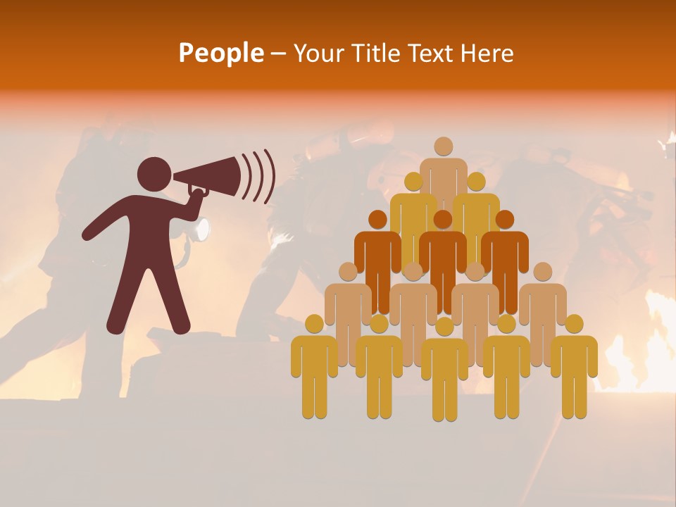 A Group Of Fire Fighters Putting Out A Fire PowerPoint Template