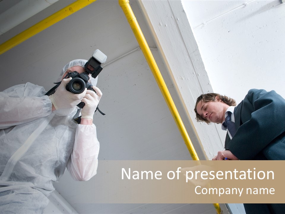 A Photographer Taking A Picture Of A Man In A Bee Suit PowerPoint Template