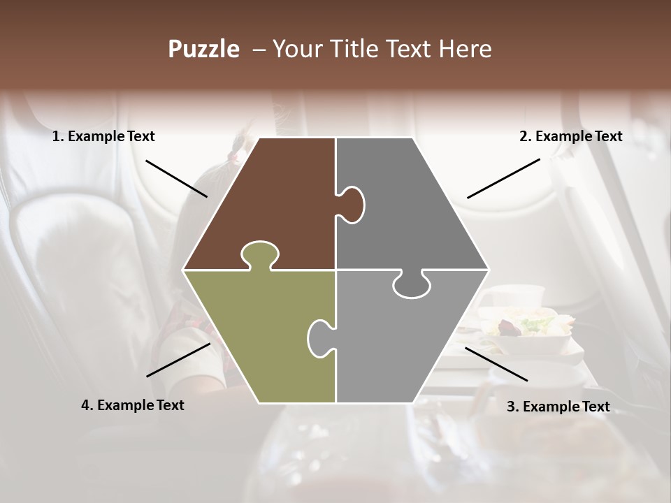 A Little Girl Sitting In An Airplane Eating A Meal PowerPoint Template