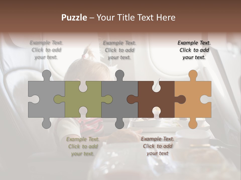 A Little Girl Sitting In An Airplane Eating A Meal PowerPoint Template