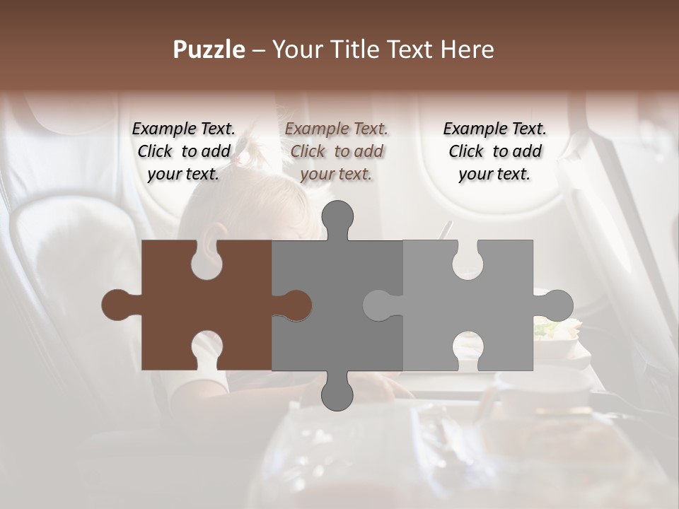 A Little Girl Sitting In An Airplane Eating A Meal PowerPoint Template