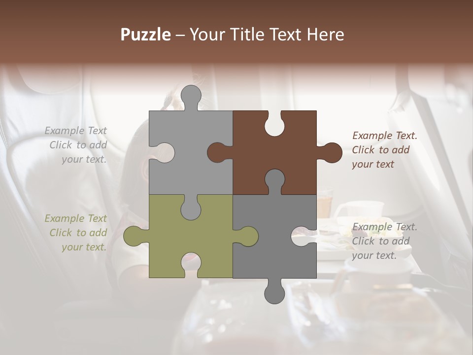 A Little Girl Sitting In An Airplane Eating A Meal PowerPoint Template