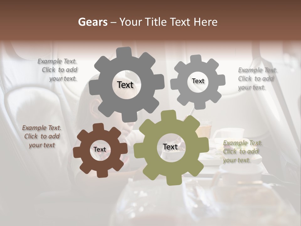 A Little Girl Sitting In An Airplane Eating A Meal PowerPoint Template