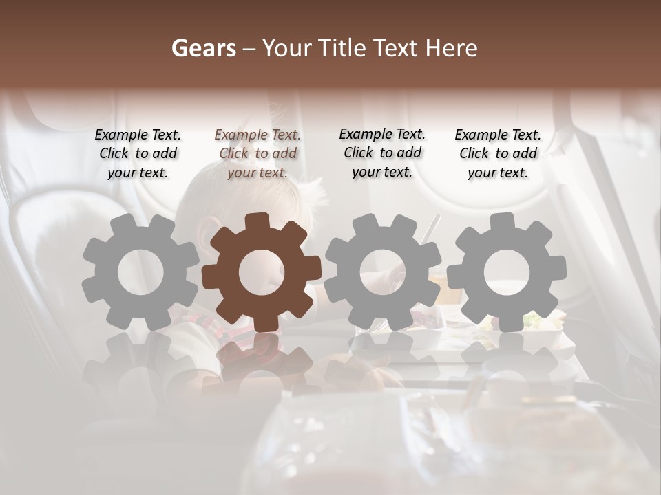 A Little Girl Sitting In An Airplane Eating A Meal PowerPoint Template