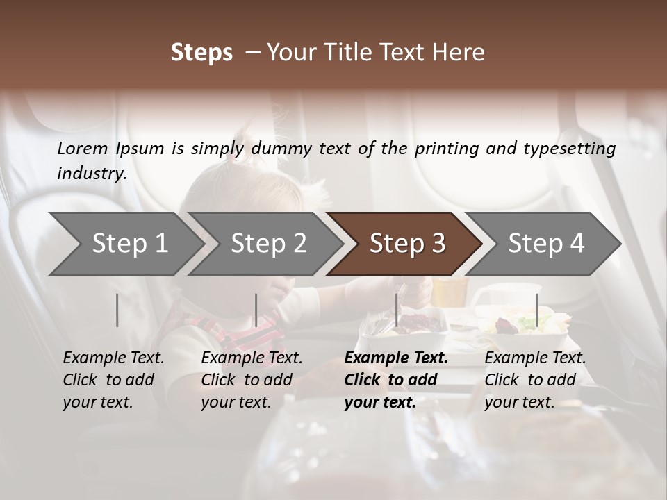 A Little Girl Sitting In An Airplane Eating A Meal PowerPoint Template