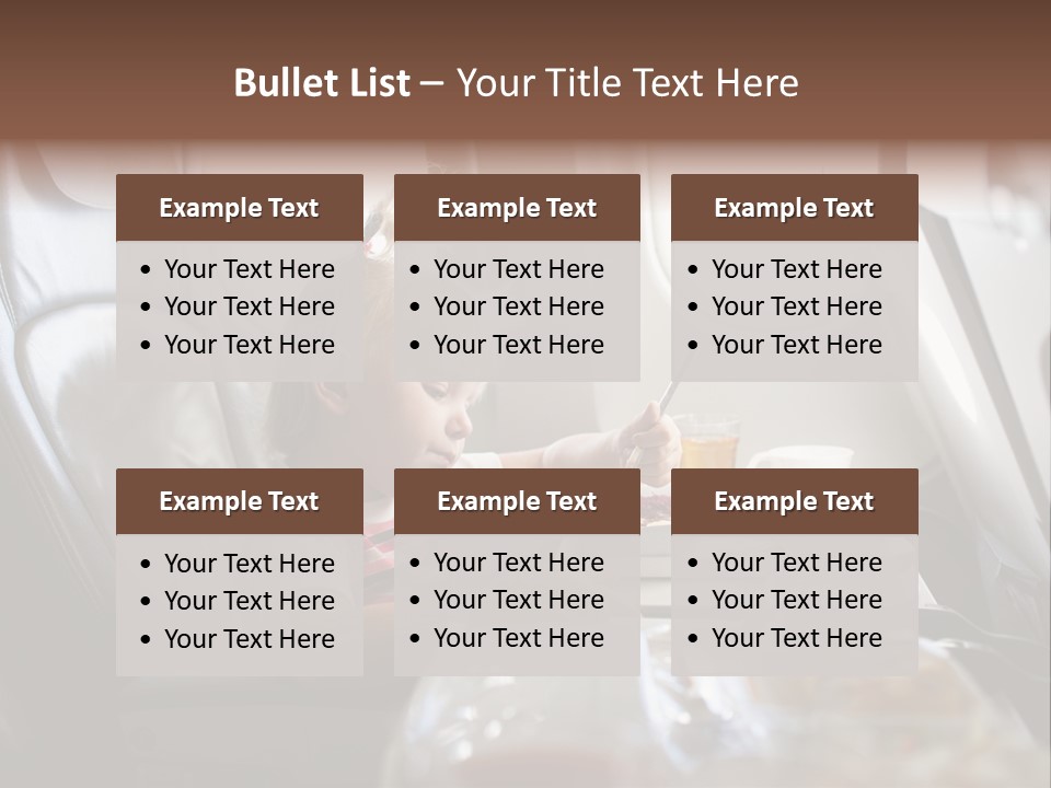 A Little Girl Sitting In An Airplane Eating A Meal PowerPoint Template