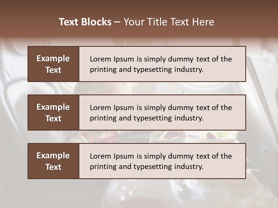 A Little Girl Sitting In An Airplane Eating A Meal PowerPoint Template