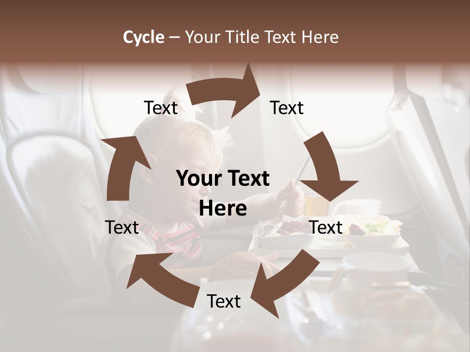 A Little Girl Sitting In An Airplane Eating A Meal PowerPoint Template