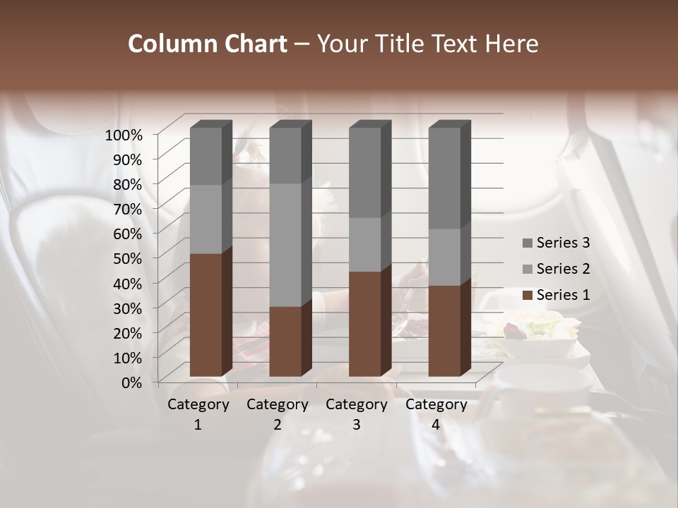 A Little Girl Sitting In An Airplane Eating A Meal PowerPoint Template