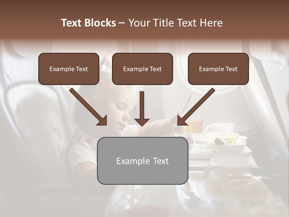 A Little Girl Sitting In An Airplane Eating A Meal PowerPoint Template