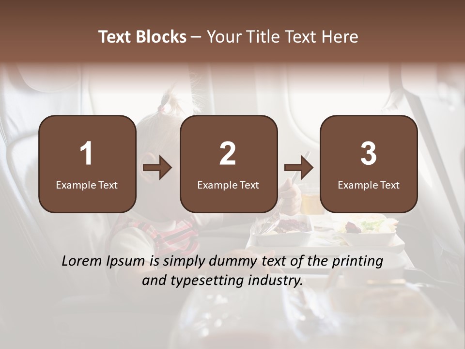 A Little Girl Sitting In An Airplane Eating A Meal PowerPoint Template