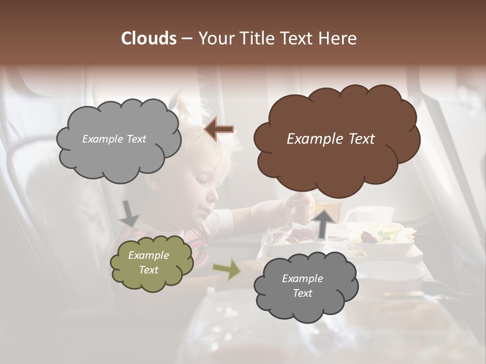 A Little Girl Sitting In An Airplane Eating A Meal PowerPoint Template