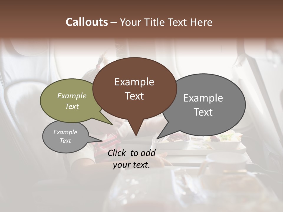 A Little Girl Sitting In An Airplane Eating A Meal PowerPoint Template