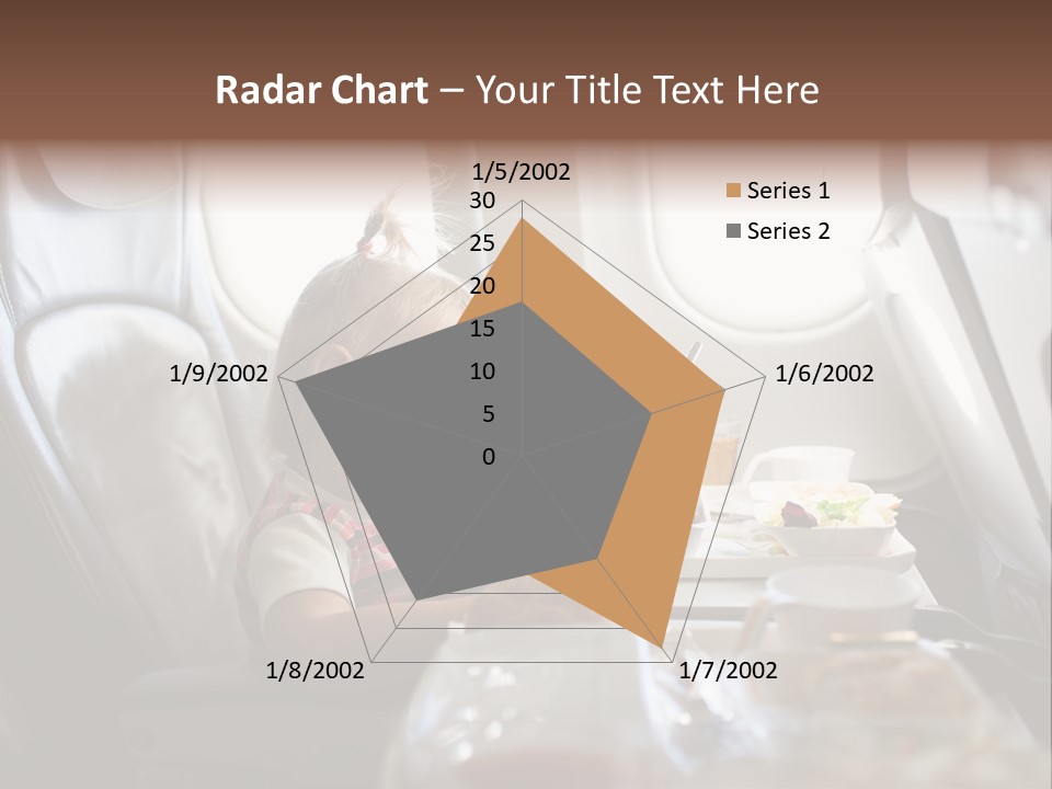 A Little Girl Sitting In An Airplane Eating A Meal PowerPoint Template