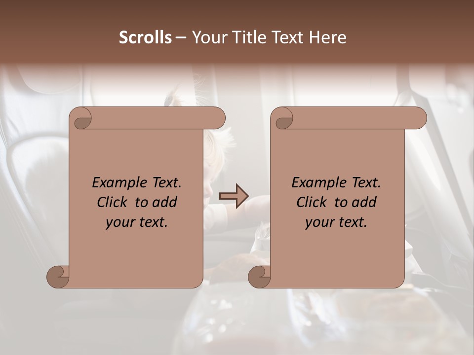 A Little Girl Sitting In An Airplane Eating A Meal PowerPoint Template