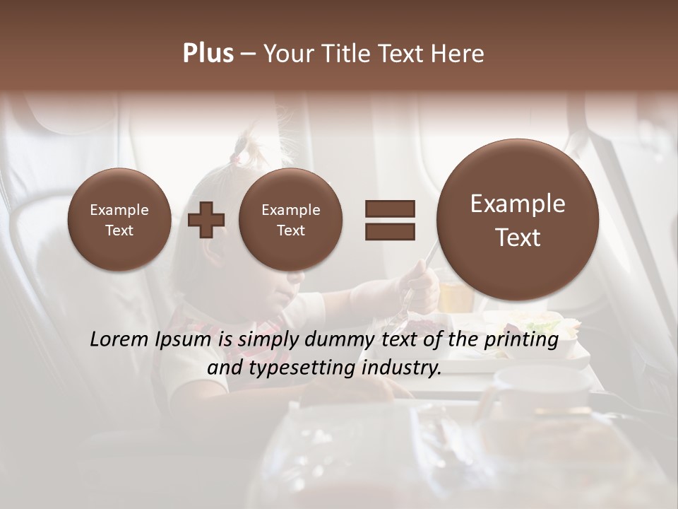 A Little Girl Sitting In An Airplane Eating A Meal PowerPoint Template