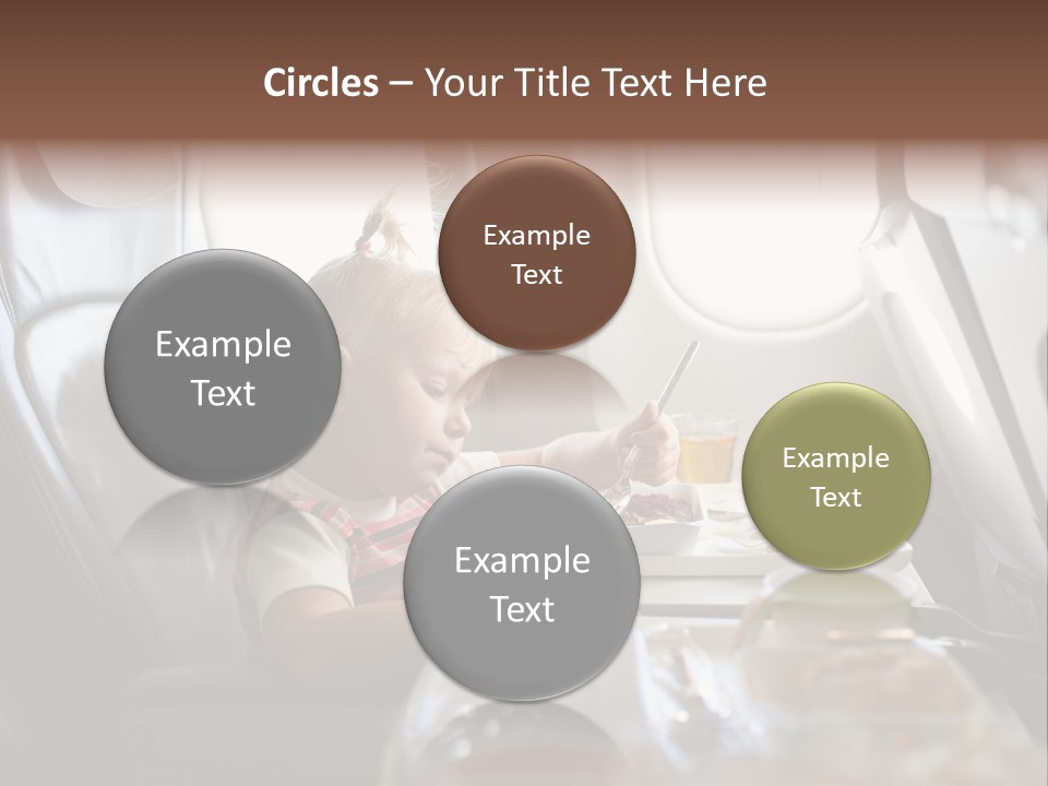 A Little Girl Sitting In An Airplane Eating A Meal PowerPoint Template