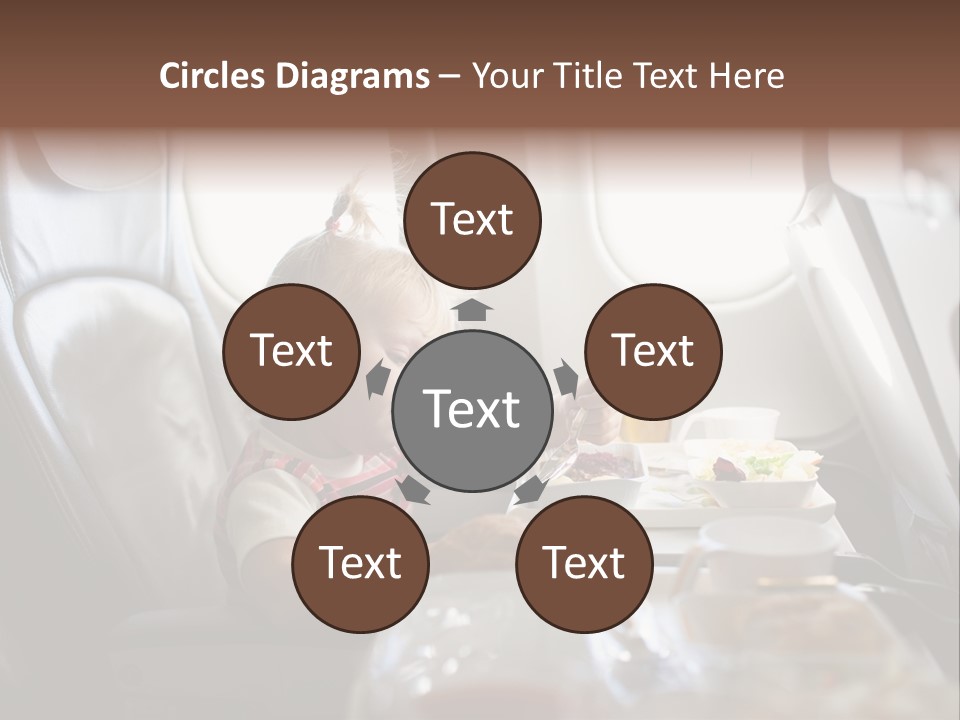 A Little Girl Sitting In An Airplane Eating A Meal PowerPoint Template