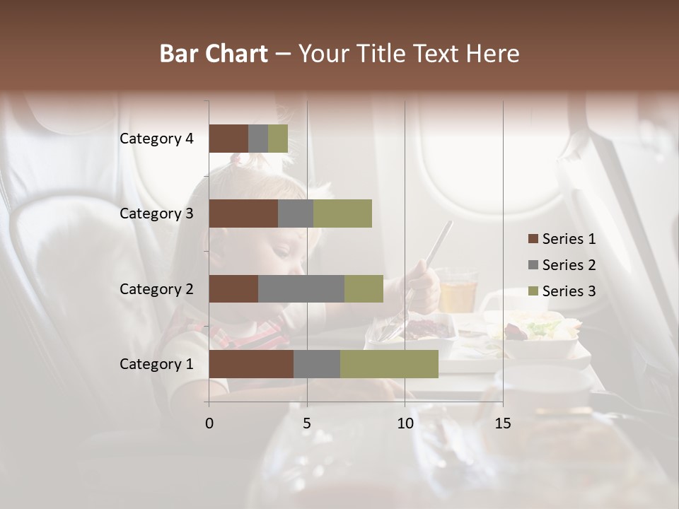 A Little Girl Sitting In An Airplane Eating A Meal PowerPoint Template
