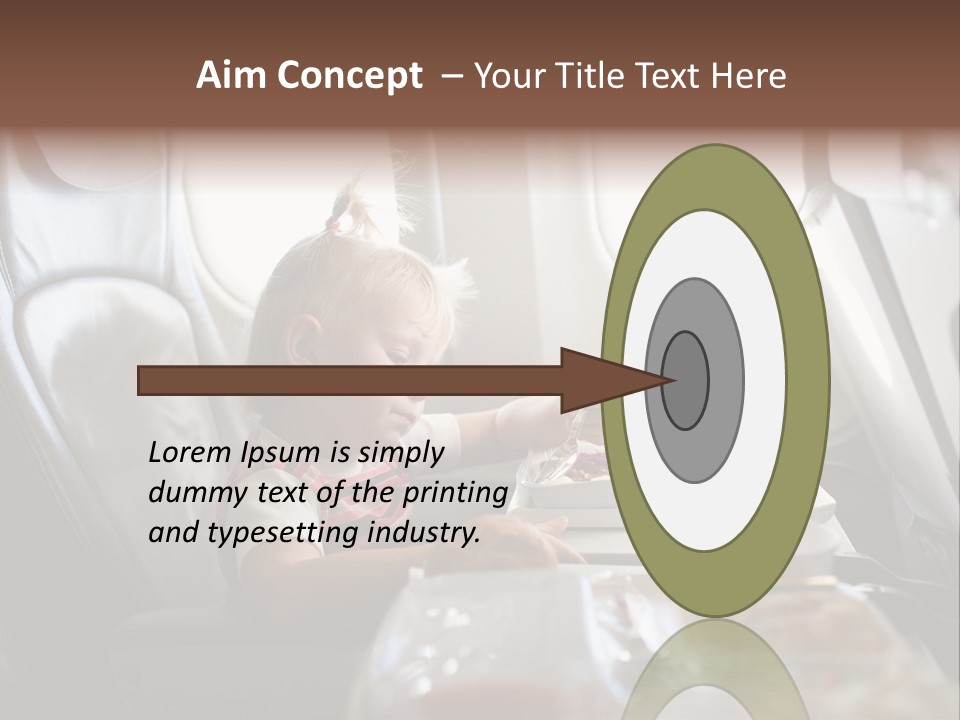 A Little Girl Sitting In An Airplane Eating A Meal PowerPoint Template