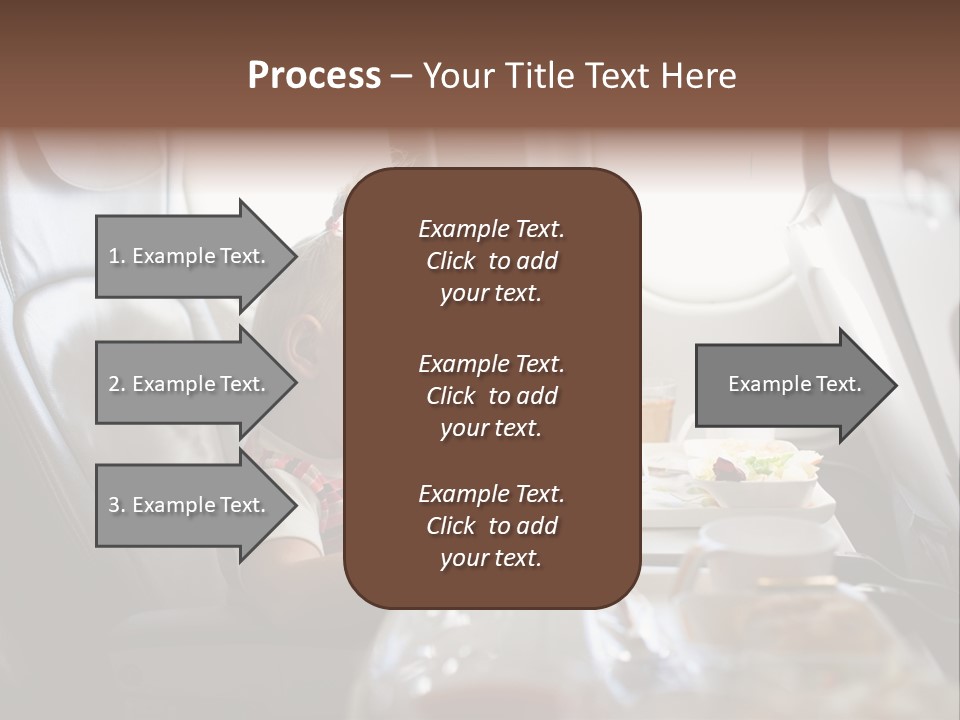 A Little Girl Sitting In An Airplane Eating A Meal PowerPoint Template