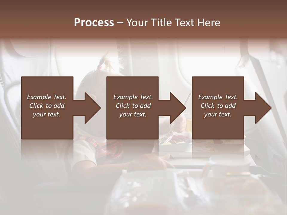 A Little Girl Sitting In An Airplane Eating A Meal PowerPoint Template