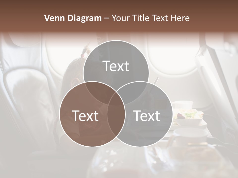 A Little Girl Sitting In An Airplane Eating A Meal PowerPoint Template