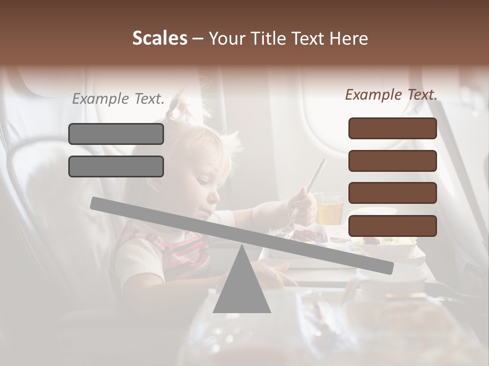 A Little Girl Sitting In An Airplane Eating A Meal PowerPoint Template