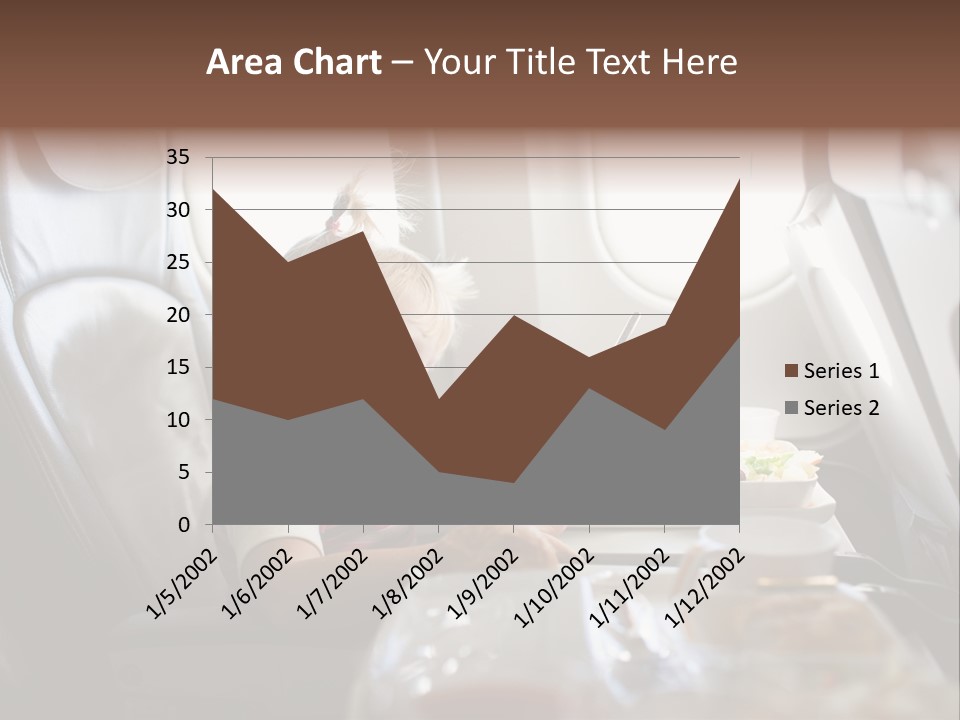 A Little Girl Sitting In An Airplane Eating A Meal PowerPoint Template