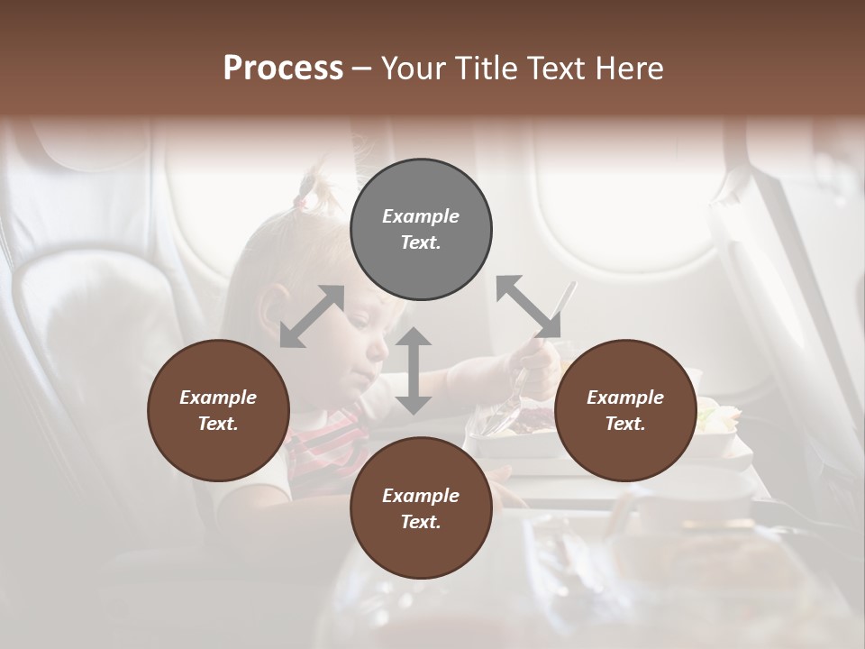 A Little Girl Sitting In An Airplane Eating A Meal PowerPoint Template