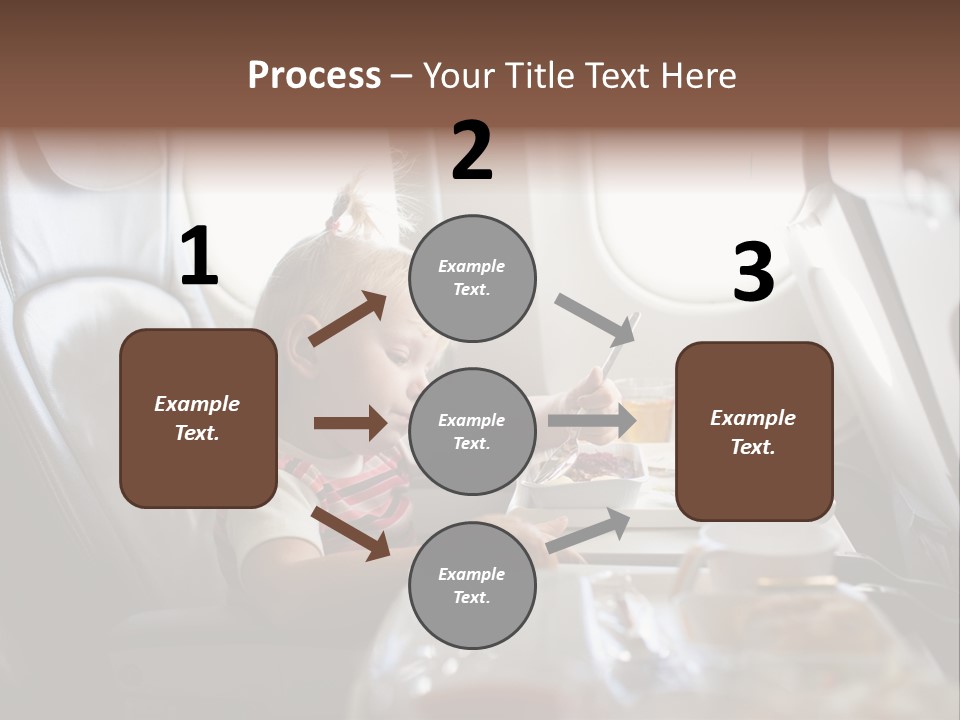 A Little Girl Sitting In An Airplane Eating A Meal PowerPoint Template
