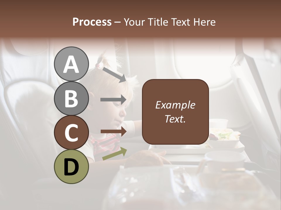 A Little Girl Sitting In An Airplane Eating A Meal PowerPoint Template