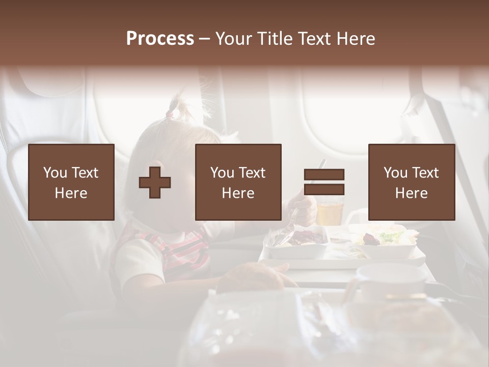 A Little Girl Sitting In An Airplane Eating A Meal PowerPoint Template