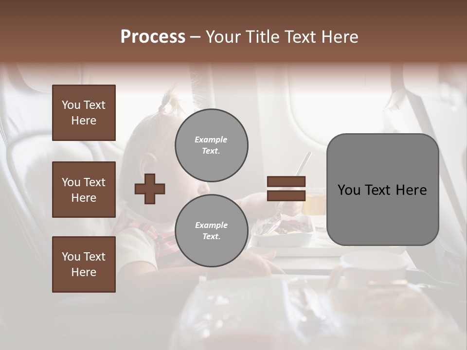 A Little Girl Sitting In An Airplane Eating A Meal PowerPoint Template