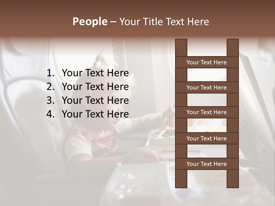 A Little Girl Sitting In An Airplane Eating A Meal PowerPoint Template