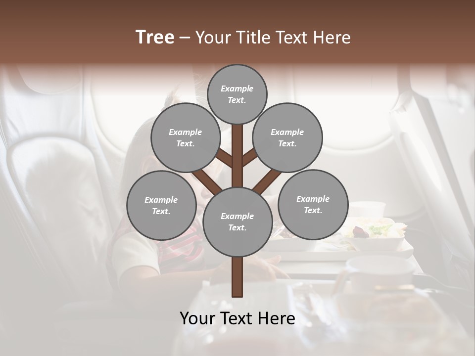 A Little Girl Sitting In An Airplane Eating A Meal PowerPoint Template