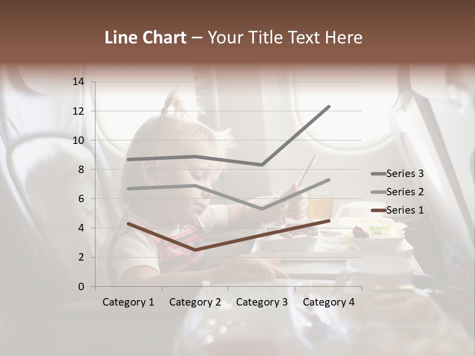 A Little Girl Sitting In An Airplane Eating A Meal PowerPoint Template