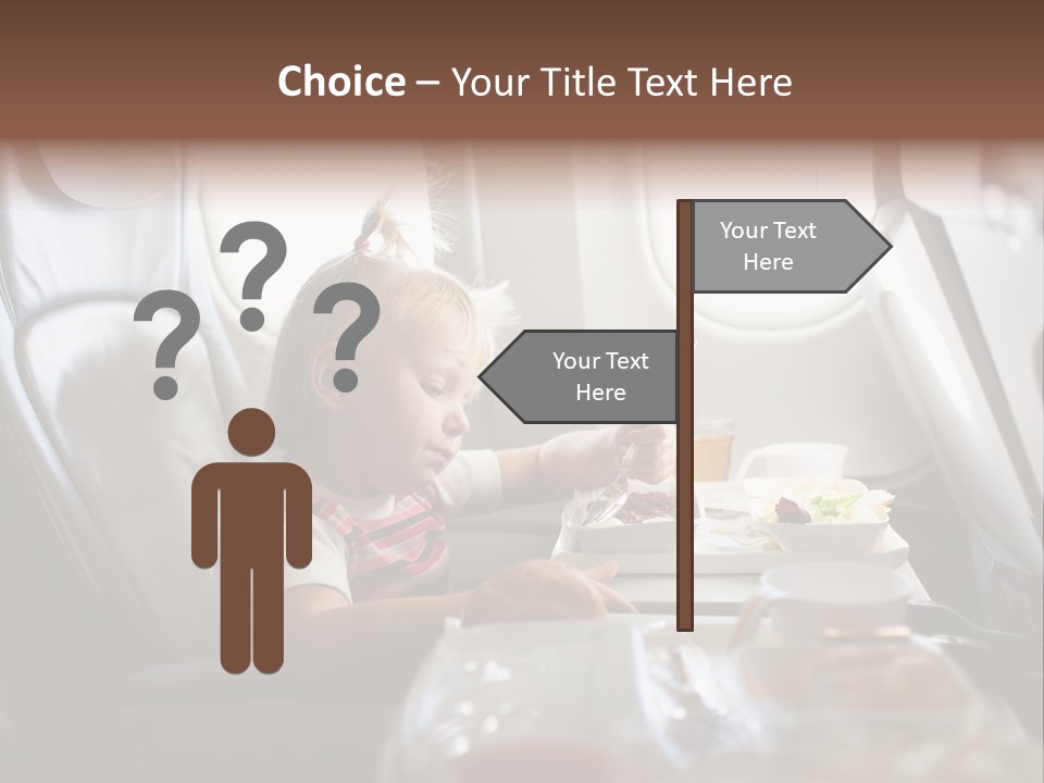 A Little Girl Sitting In An Airplane Eating A Meal PowerPoint Template