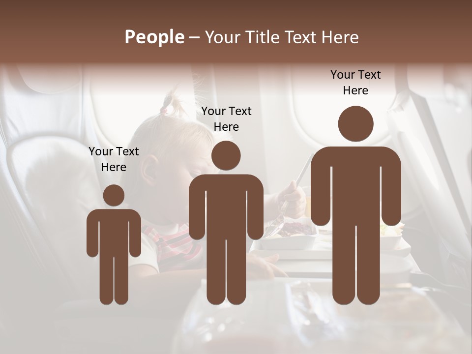 A Little Girl Sitting In An Airplane Eating A Meal PowerPoint Template