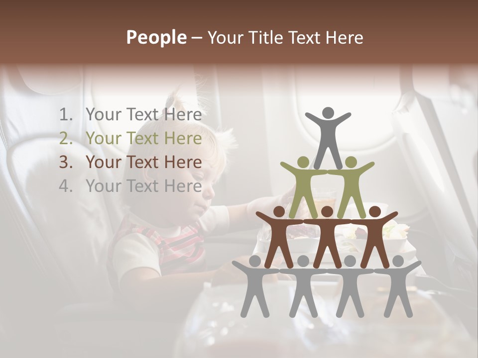 A Little Girl Sitting In An Airplane Eating A Meal PowerPoint Template