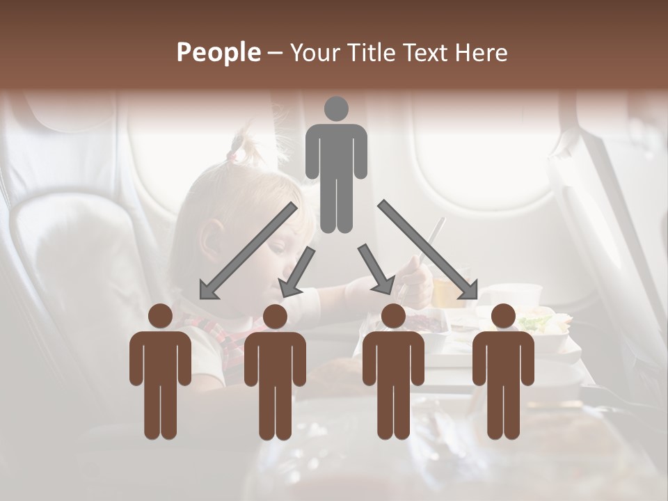 A Little Girl Sitting In An Airplane Eating A Meal PowerPoint Template
