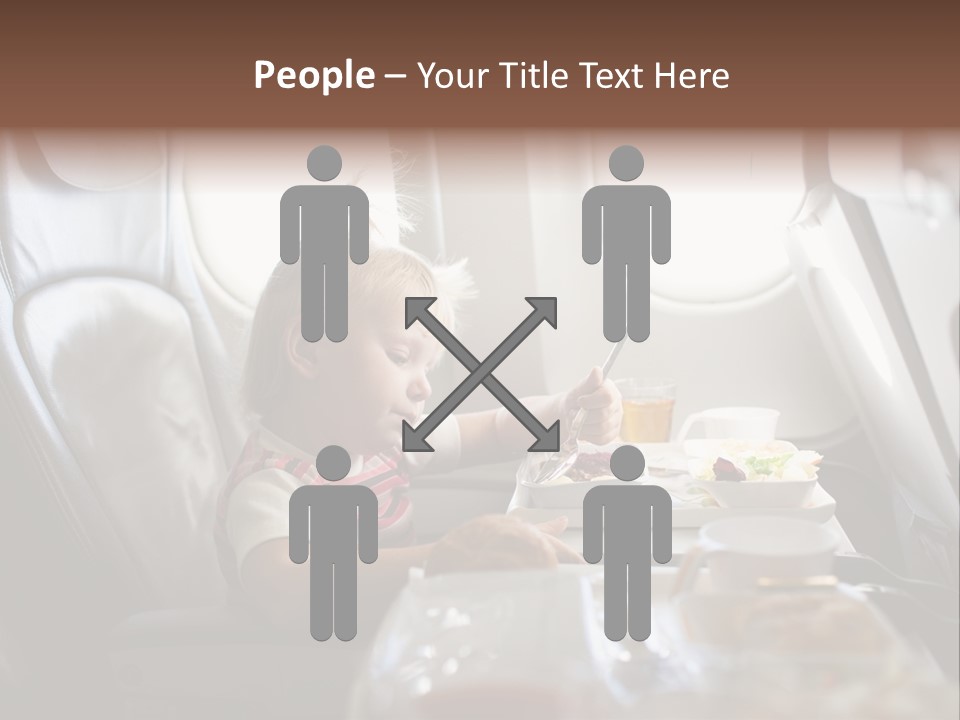 A Little Girl Sitting In An Airplane Eating A Meal PowerPoint Template