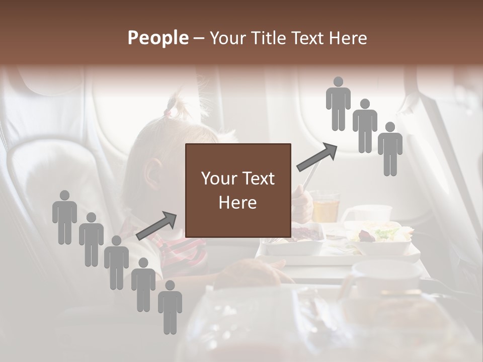 A Little Girl Sitting In An Airplane Eating A Meal PowerPoint Template