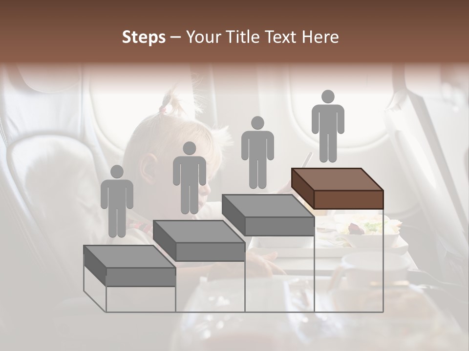 A Little Girl Sitting In An Airplane Eating A Meal PowerPoint Template