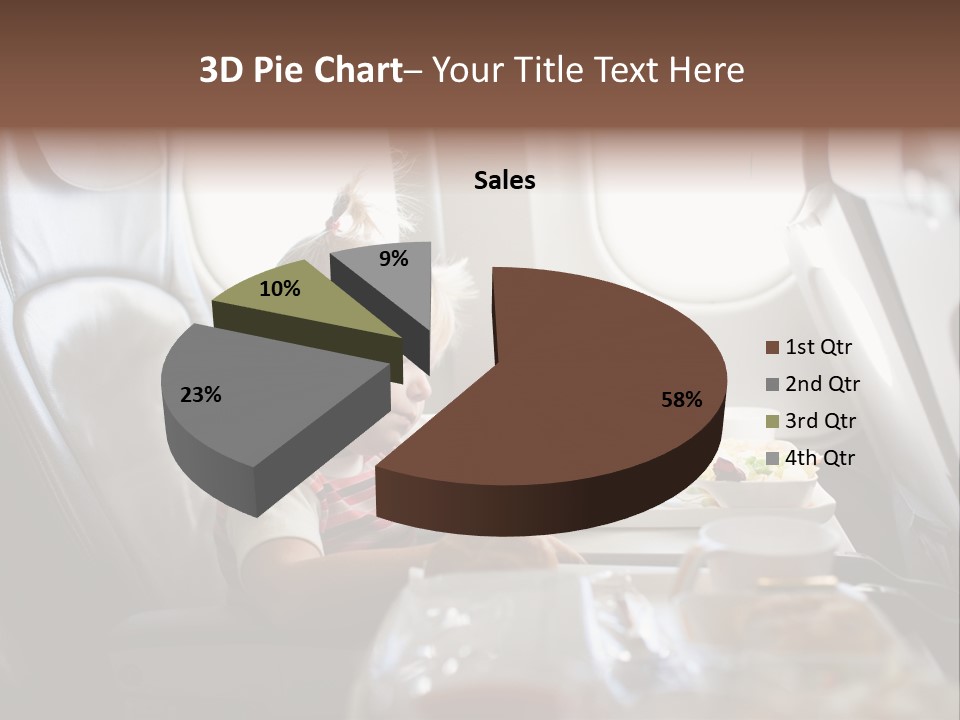 A Little Girl Sitting In An Airplane Eating A Meal PowerPoint Template