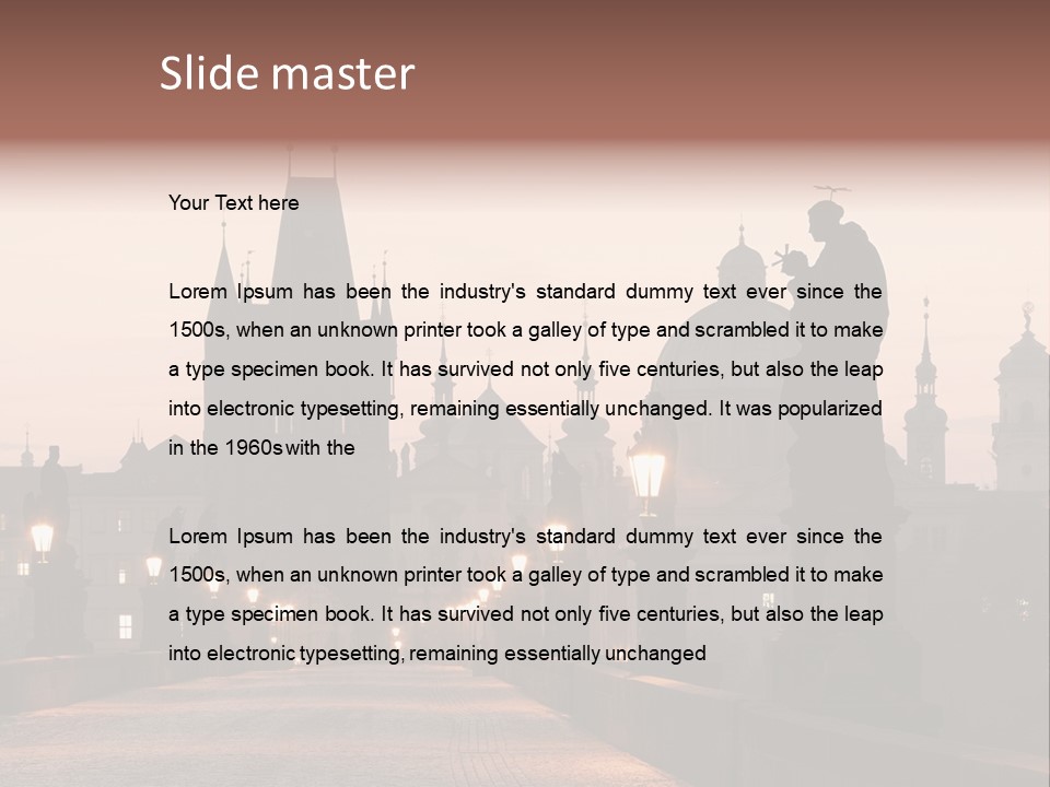 A Bridge That Has A Statue On Top Of It PowerPoint Template