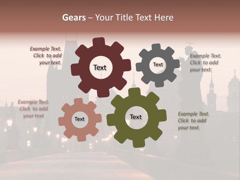 A Bridge That Has A Statue On Top Of It PowerPoint Template