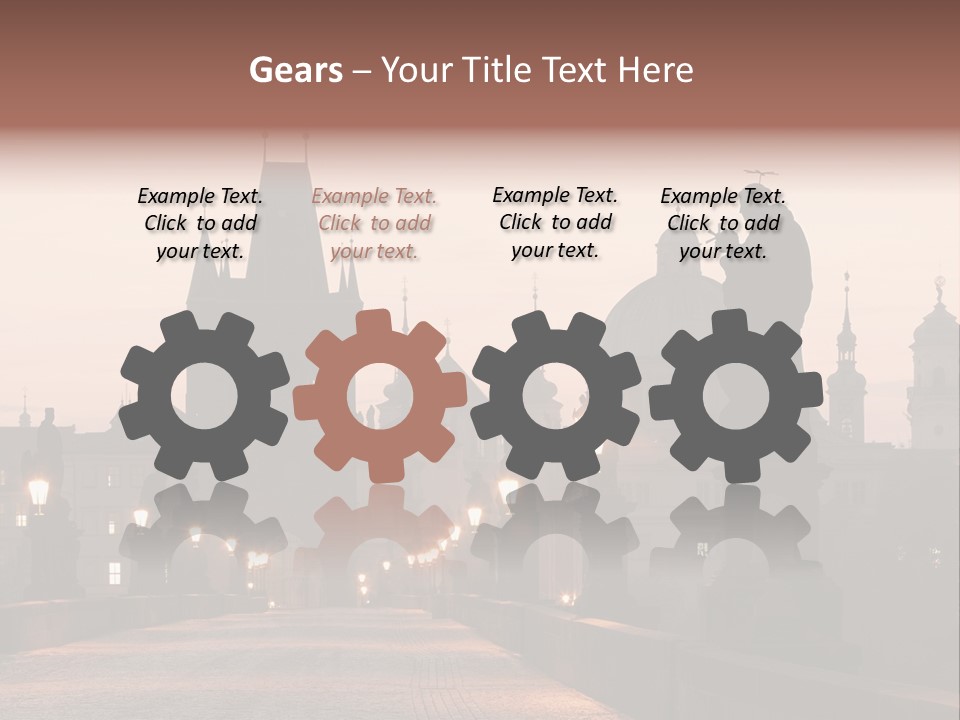 A Bridge That Has A Statue On Top Of It PowerPoint Template