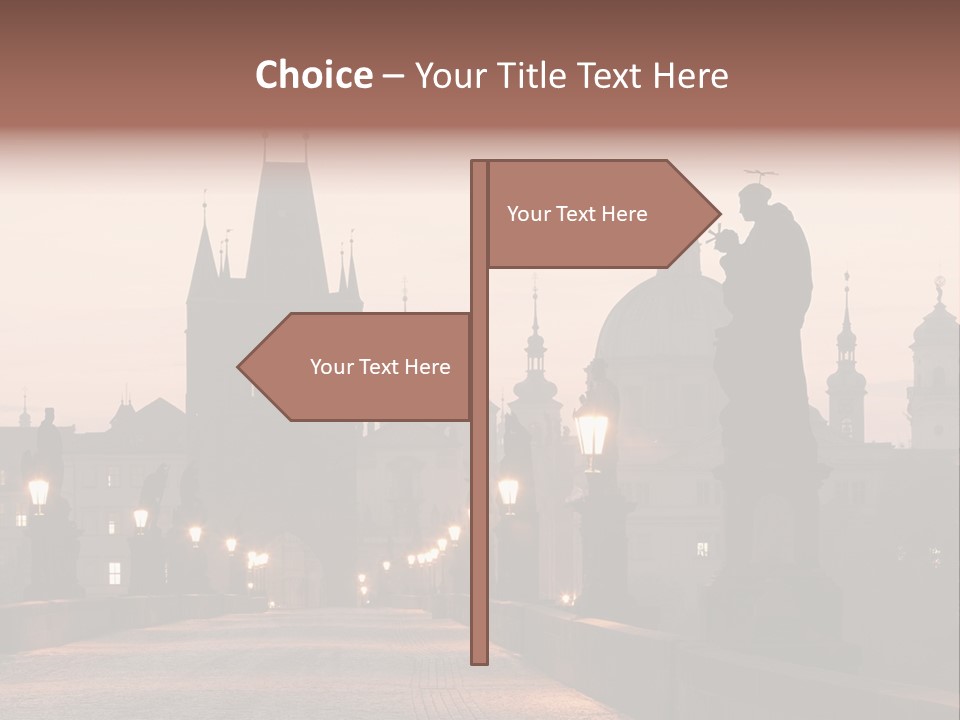 A Bridge That Has A Statue On Top Of It PowerPoint Template